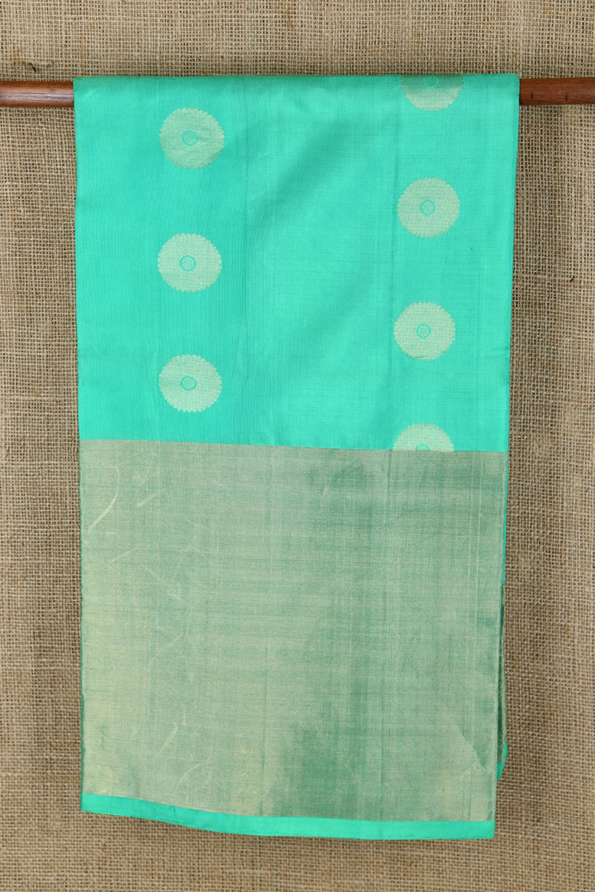 Dotted Butta Turquoise Green Soft Silk Saree