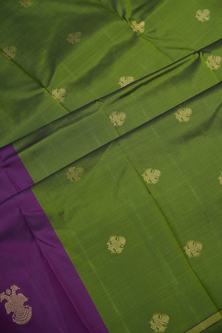 Iruthalai Pakshi Motifs Grape Purple Kanchipuram Silk Saree