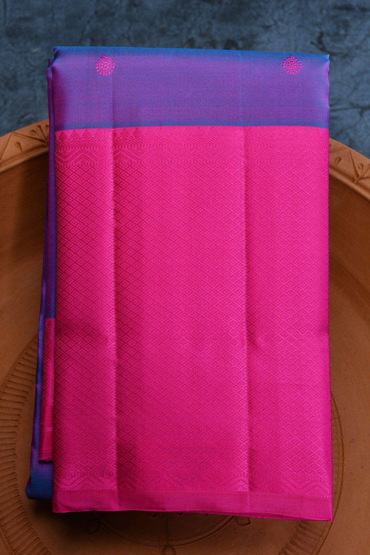 Thread Work Peacock Buttis Purple Kanchipuram Silk Saree