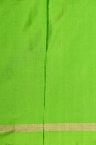 Small Zari Border With Paisley Buttis Parrot Green Soft Silk Saree