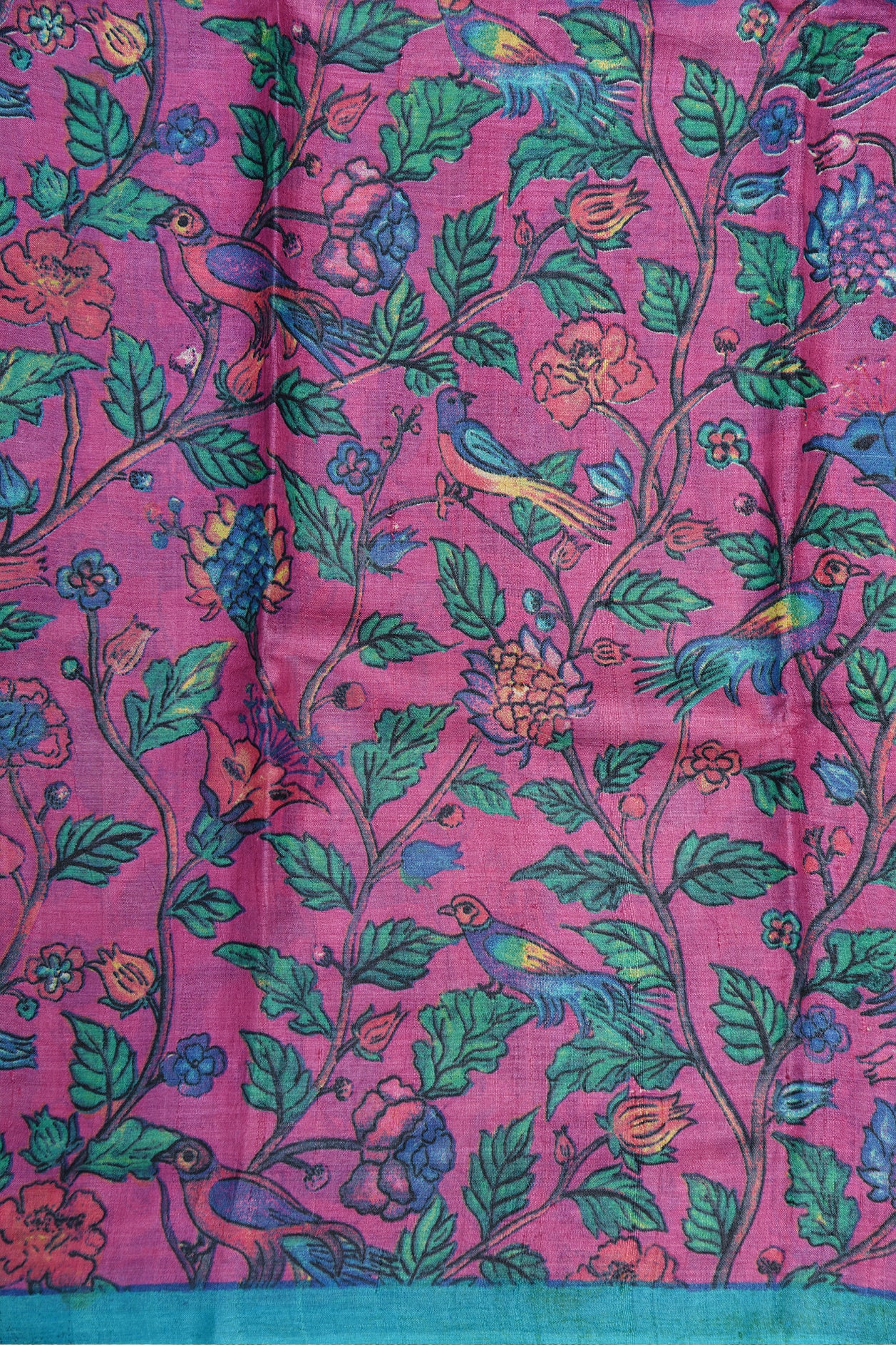 Floral And Birds Digital Printed Mauve Purple Tussar Silk Saree
