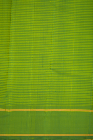 Allover Stripes Design Lime Green Kanchipuram Silk Saree