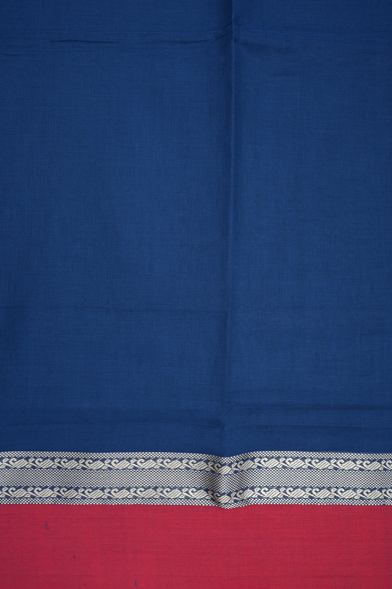 Paisley Threadwork Border Berry Blue Bengal Cotton Saree