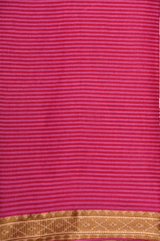 Small Zari Border With Geometric Design Magenta Pink Ahmedabad Cotton Saree