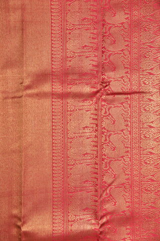 Contrast Big Border With Geometric Pattern Peacock Butta Black Kanchipuram Silk Saree