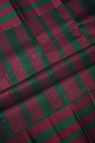 Stripes Design Khaki Kanchipuram Silk Saree