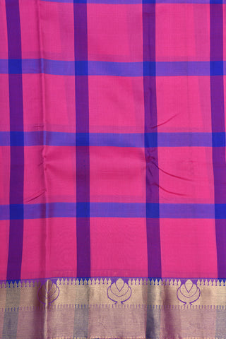 Pink And Purple Checks With Fancy Border Kanchipuram Silk Saree