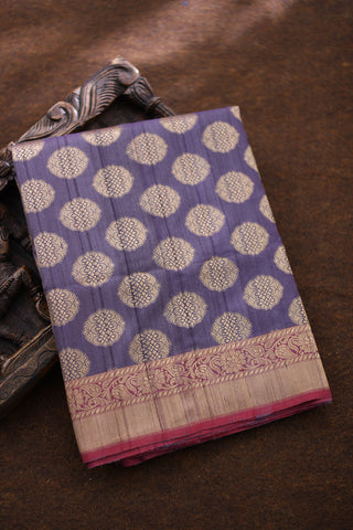 Contrast Small Border Dusty Purple Banaras Tussar Silk Saree