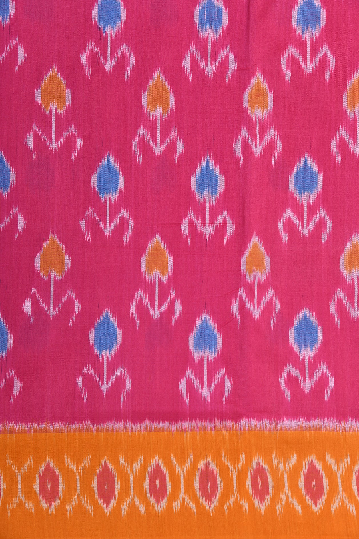 Contrast Border With Buttis Hot Pink Pochampally Cotton Saree