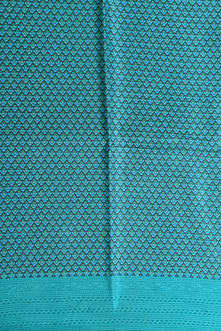 Allover Pattern Sea Blue Printed Silk Saree