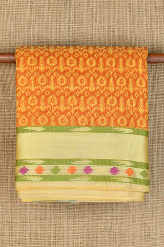 Thread Work Minimal Border With All Over Floral Design Mustard Yellow Kota Cotton Saree