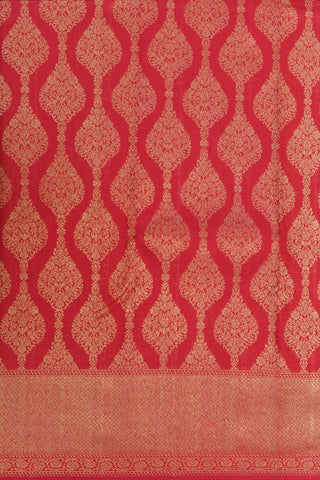 Mayilkan Zari Border With Thoranam Design Crimson Red Kanchipuram Silk Saree