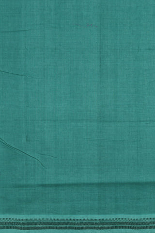 Thread Work Border In Stripes Teal Green Mangalagiri Cotton Saree