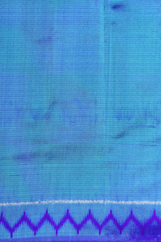Chevron Design Border With Self Stripes Teal Blue Pochampally Silk Saree