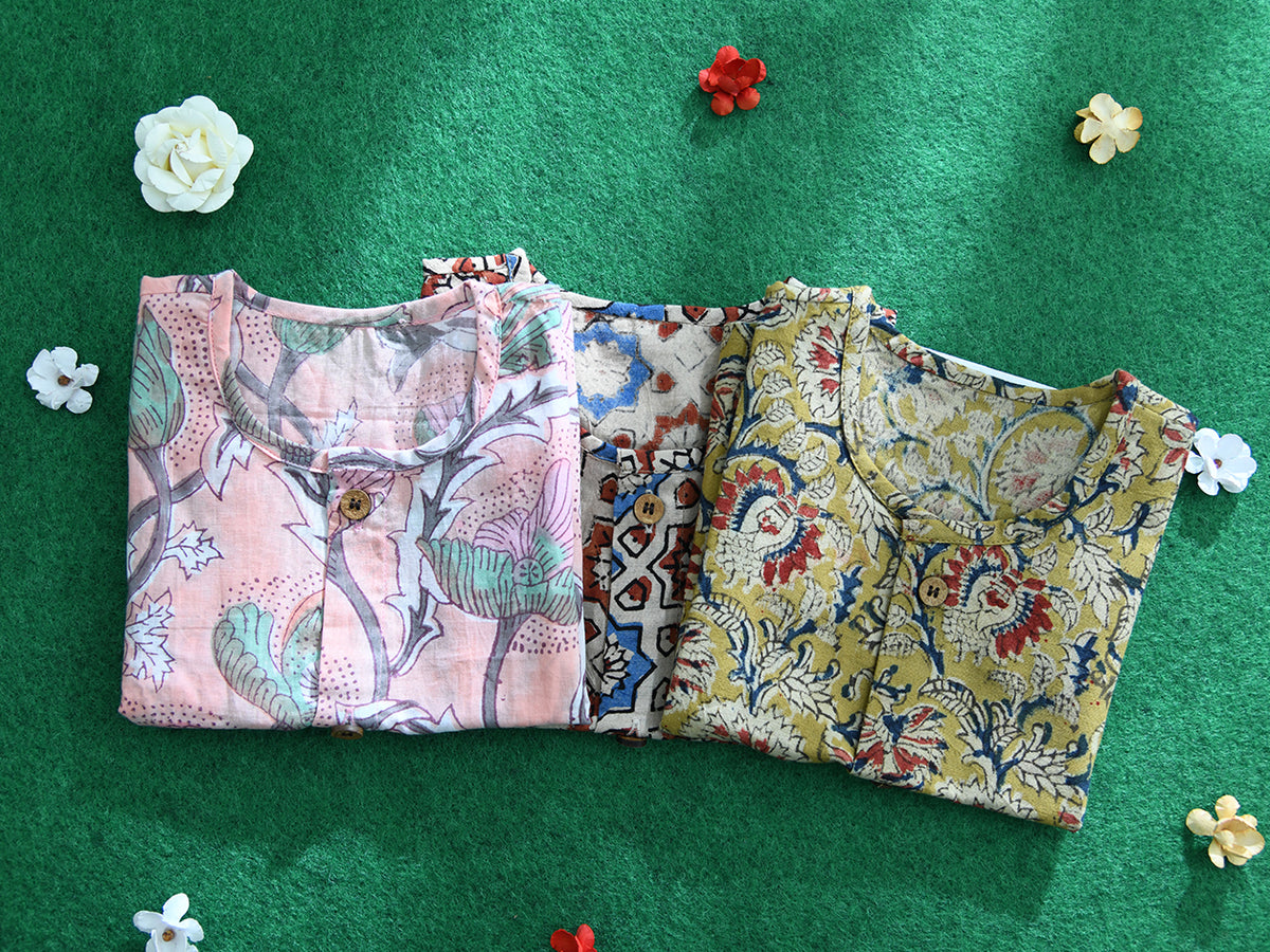 Assorted Sleeveless Multicolor Set Of 3 Cotton Baby Sleep Wear