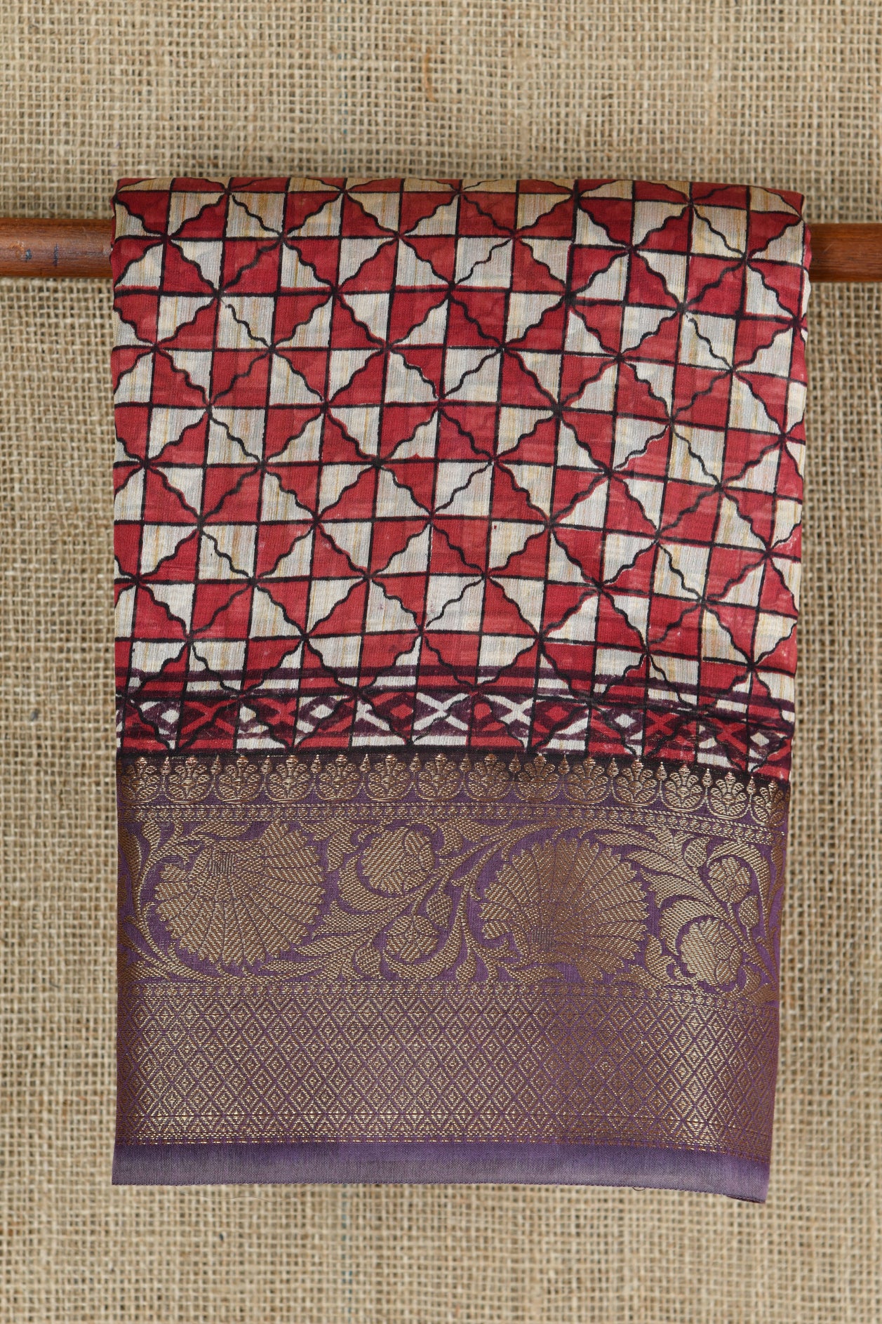 Floral Border Design Brown Chanderi Silk Cotton Saree