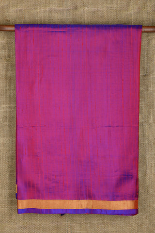 Small Zari Border With Monochrome Stripes Magenta Pink Plain Silk Saree