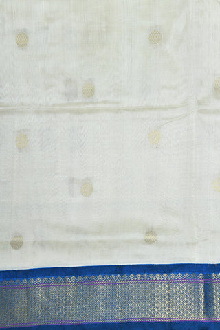 Arai Madam Border With Zari Dots Off White Silk Cotton Saree