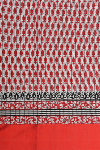 Ganga Jamuna Thread Work Border With Thilagam Buttis White And Red Ahmedabad Cotton Saree