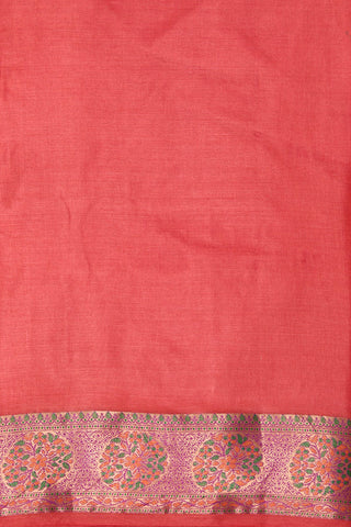 Meenakari Work Border In Plain Pink Raw Silk Saree