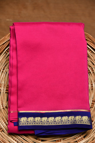 Elephant Zari Border Rani Pink Mysore Silk Saree