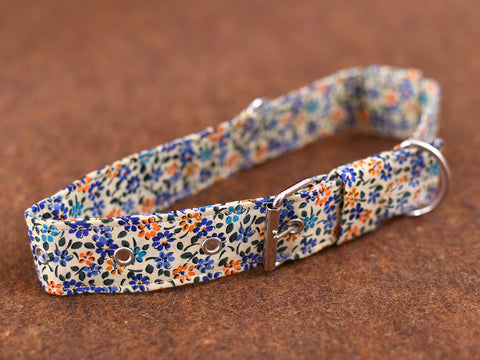 Multicolor Printed Cotton Dog Collar With Rope Set