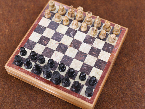 Traditional Wooden And Marble Chess Board