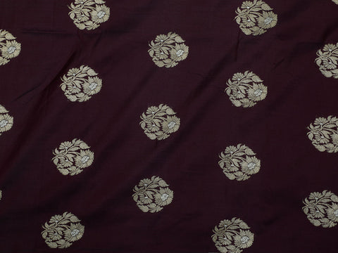 Floral Butta Purple Banaras Silk Unstitched Blouse Material