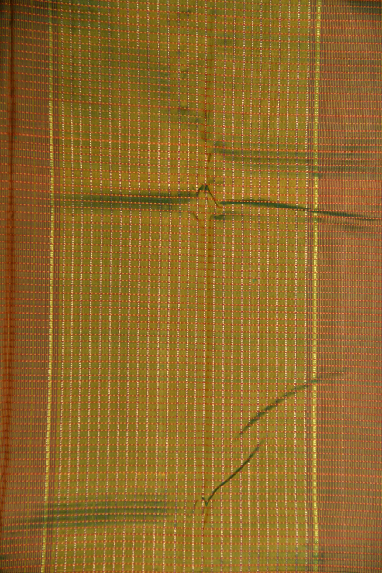 Chevron Border With Thread Work Stripes Olive Green Kanchipuram Silk Saree