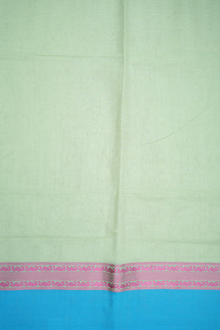 Paisley Threadwork Border Pastel Green Bengal Cotton Saree