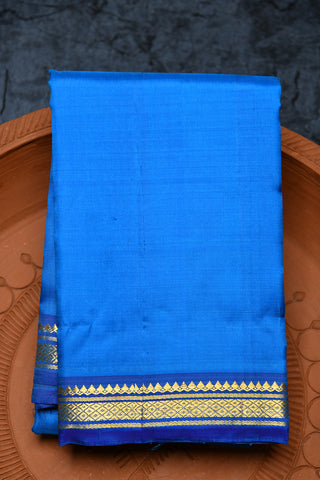Small Diamond Border In Plain Peacock Blue Kanchipuram Silk Saree