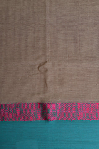 Thread Work Contrast Border Light Grey Bengal Cotton Saree