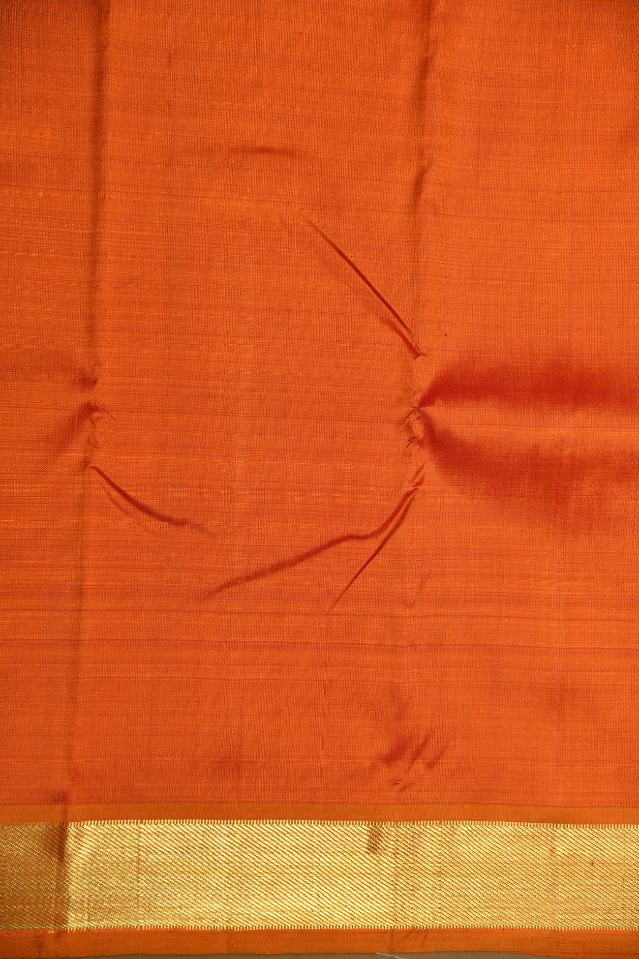 Ochre Orange Plain Kanchipuram Silk Saree