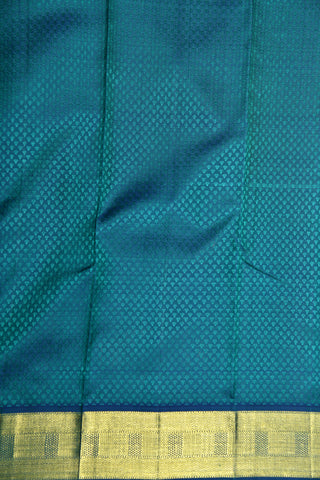 Thread Work Floral Design Teal Blue Kanchipuram Silk Saree