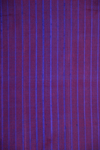 Small Zari Border With Blue Stripes Brinjal Violet Plain Silk Saree