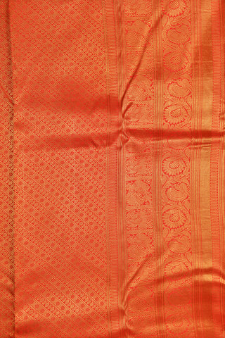 Big Border Zari Stripes Orange Kanchipuram Silk Saree
