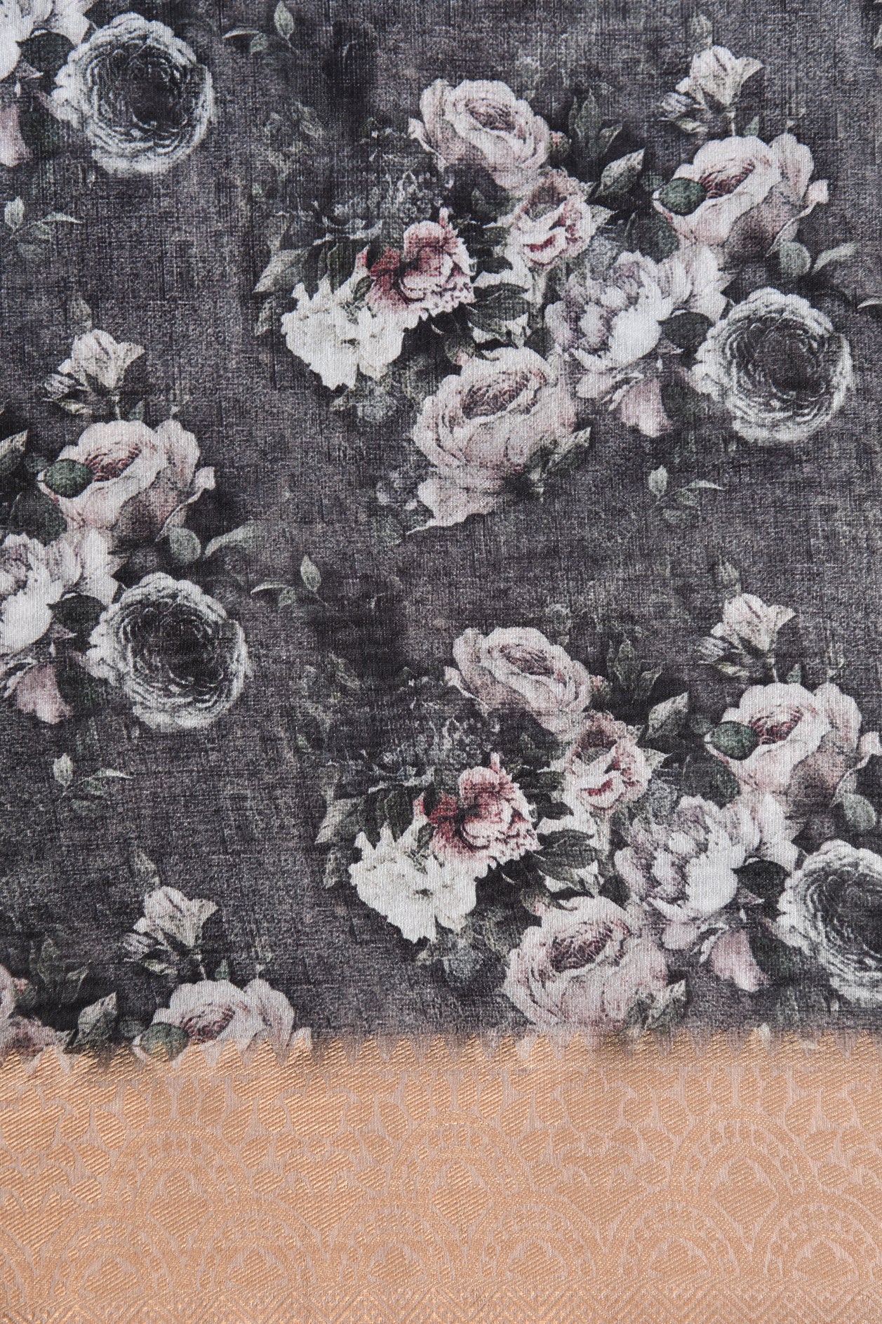 Zari Border With Floral Design Black Linen Printed Saree