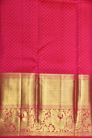 Contrast Peacock Paisley Border Slate Blue Kanchipuram Silk Saree