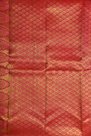 Contrast Peacock Paisley Border Slate Blue Kanchipuram Silk Saree