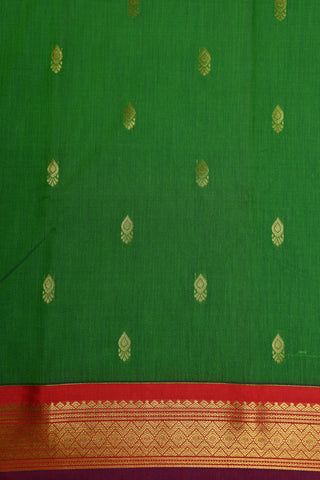 Zari Butta With Contrast Border Leaf Green Apoorva Silk Saree
