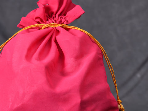 Hot Pink Plain Cotton Potli Bag