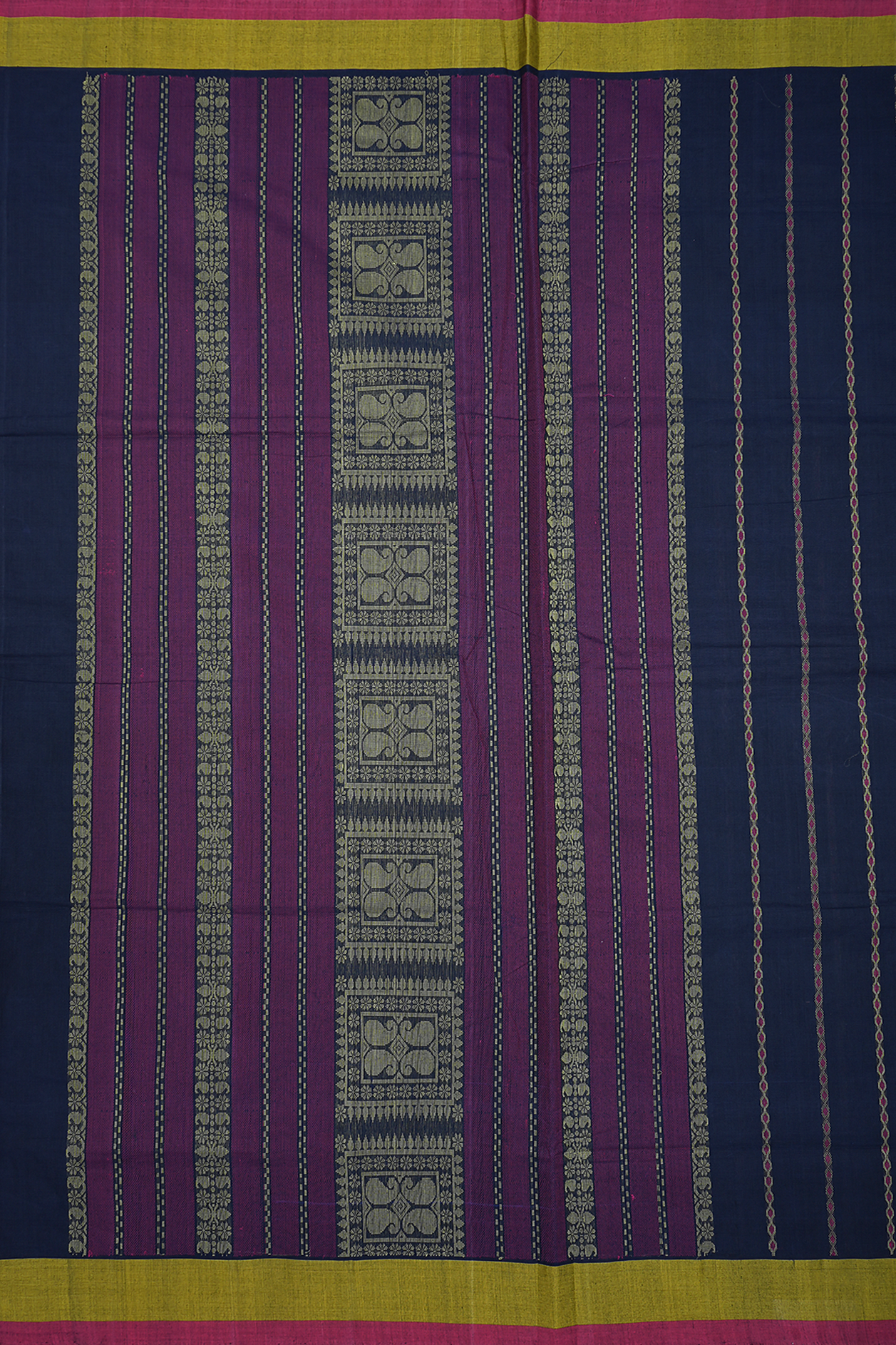 Stripes Design Midnight Blue Coimbatore Cotton Saree