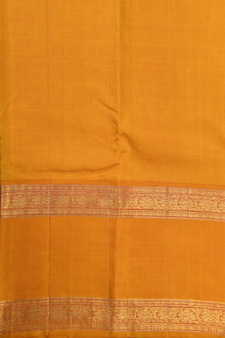Korvai Mustard Floral Rettai Peatu Turquoise Blue Kanchipuram Silk Saree