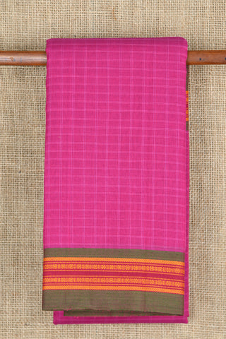 Checked Design Magenta Pink Gadwal Cotton Saree