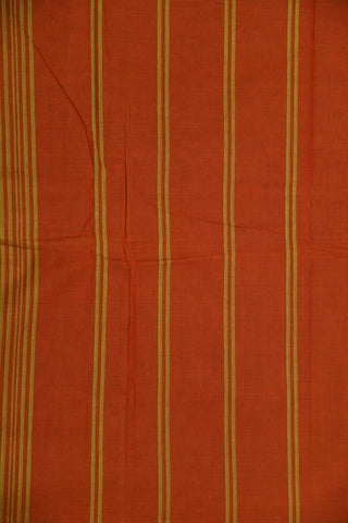 Thread Work Paisley Border Rust Orange Chettinadu Cotton Saree