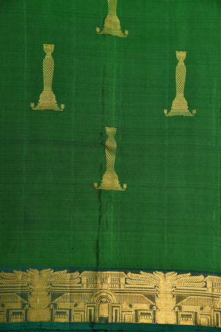 Pillar Motif Forest Green Kanchipuram Silk Saree