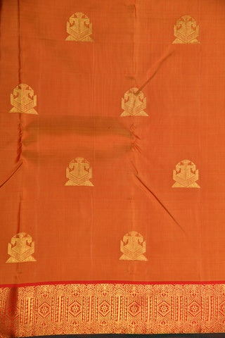 Iruthalai Patchi Rust Brown Kanchipuram Silk Saree
