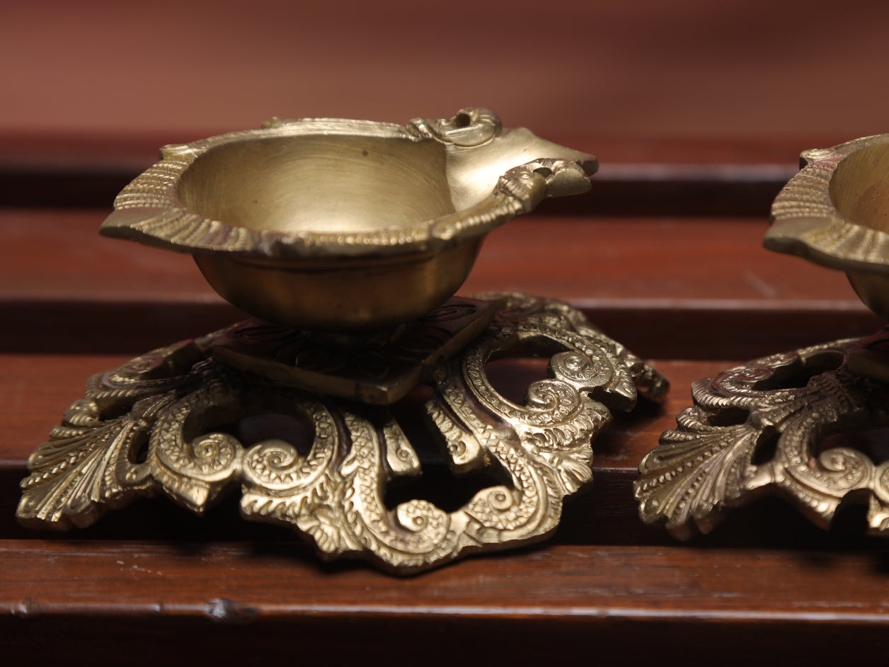 Traditional Brass Pooja Vilakku Set