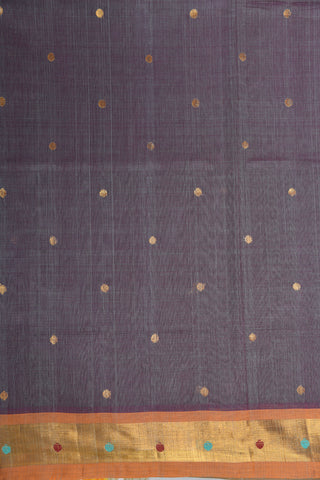 Zari Border With Buttis Grey And Purple Venkatagiri Cotton Saree