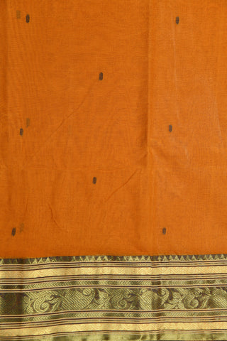 Zari Border With Thread Work Buttis Mustard Yellow Bengal Cotton Saree